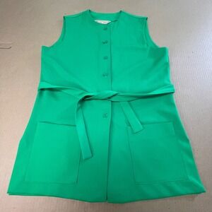 Vintage 70s Koret of California Green Dacron Knit Tunic Vest ILGWU Union Made 14